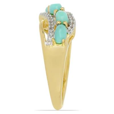 BUY 925 SILVER NATURAL BLUE TURQUOISE MULTI GEMSTONE STYLISH RING